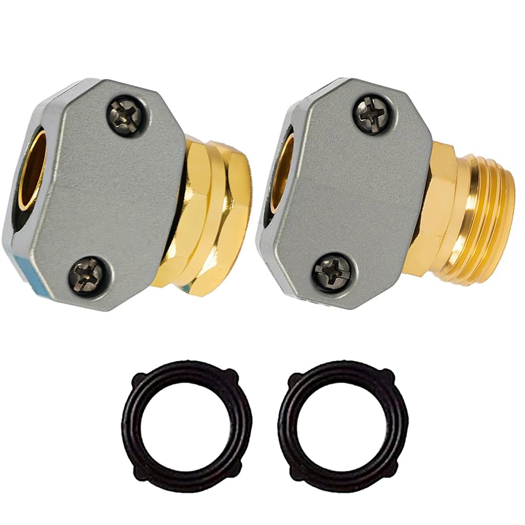HASTHIP Garden Hose Adapter Repair Kit Aluminum Alloy Connectors Male/Female Fittings Fits 5/8 HASTHIP Garden Hose Adapter Repair Kit Aluminum Alloy Connectors Male/Female Fittings Fits 5/8